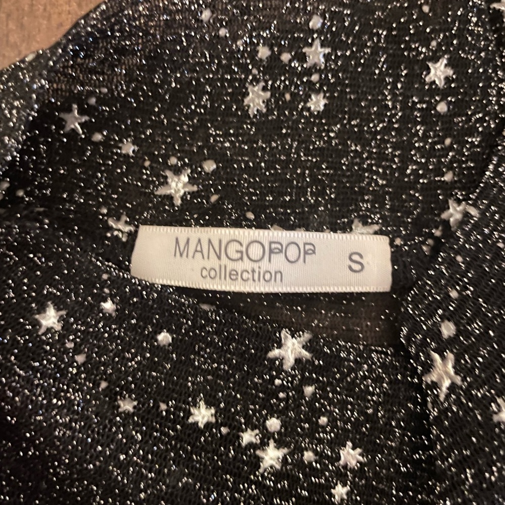 Mangopop Women’s Small Sheer Black Glitter Top - Picture 4 of 6